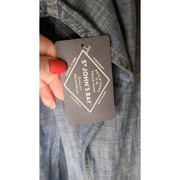 NWT Mens St. Johns Bay Light‎ Wash Denim Button Up Long Sleeve Shirt Size XXL - Picture 4 of 4